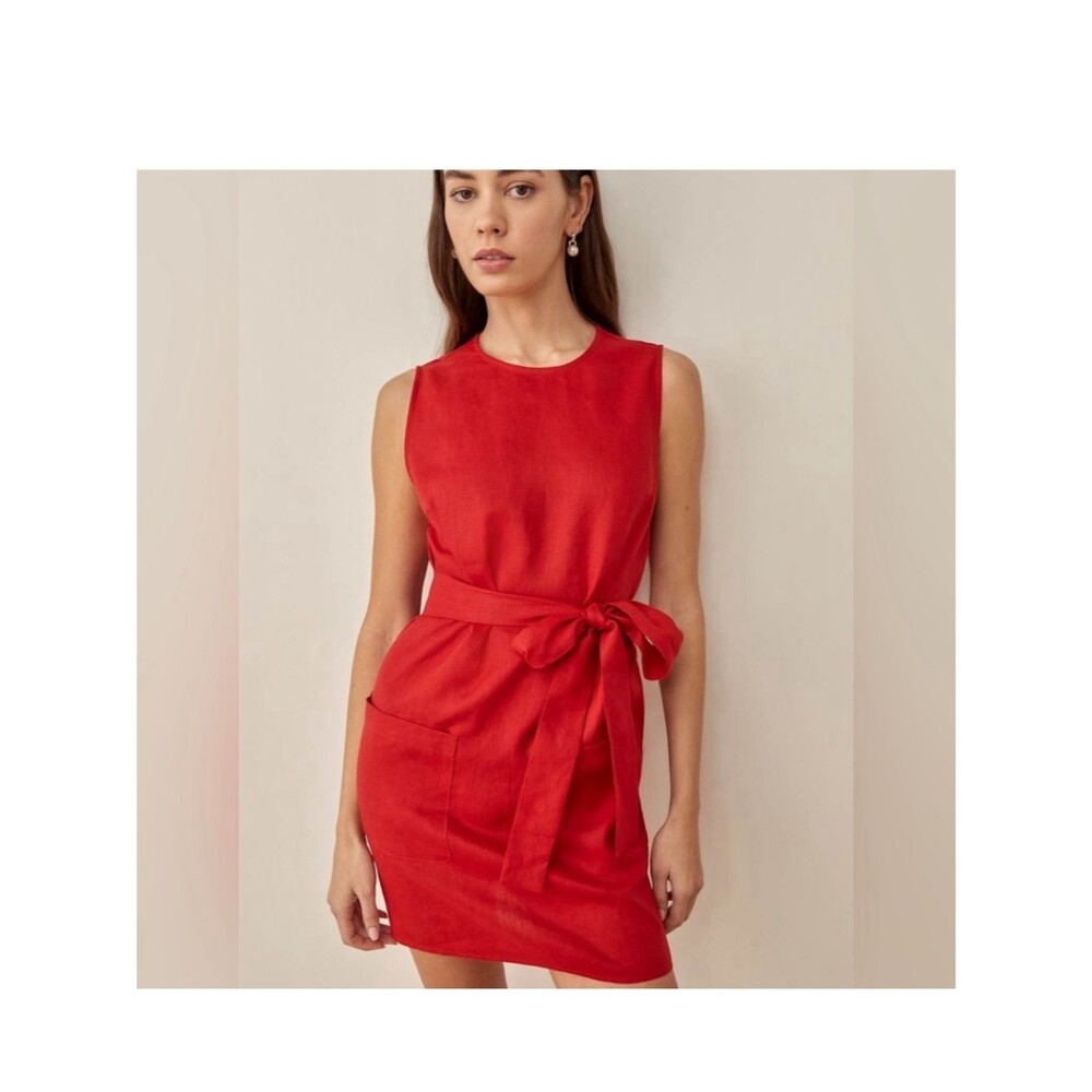 Reformation sommer Linen dress red Sz S Missing belt